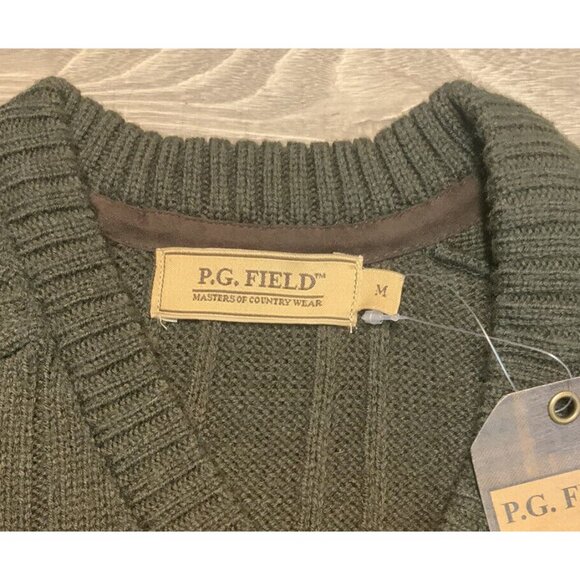 P.G.‎ Field Army Green Men's Jumper Sweater Size Medium NWT - Picture 8 of 11
